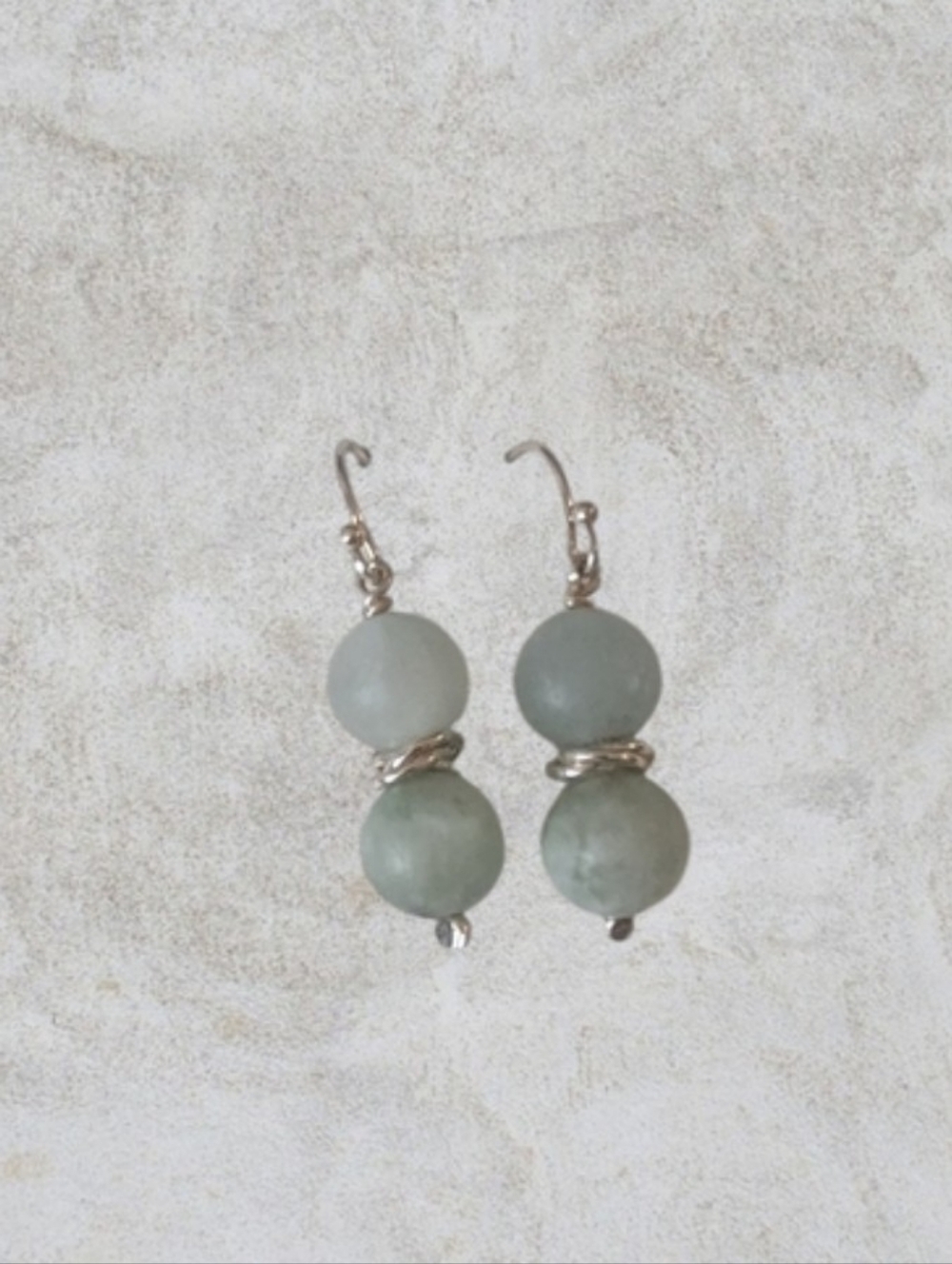 Matte Amazonite Sterling Silver Love Knot Earrings Artisan New. Gemstone